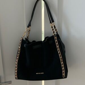 Michael Kors Black Shoulder Bag with Gold Chain